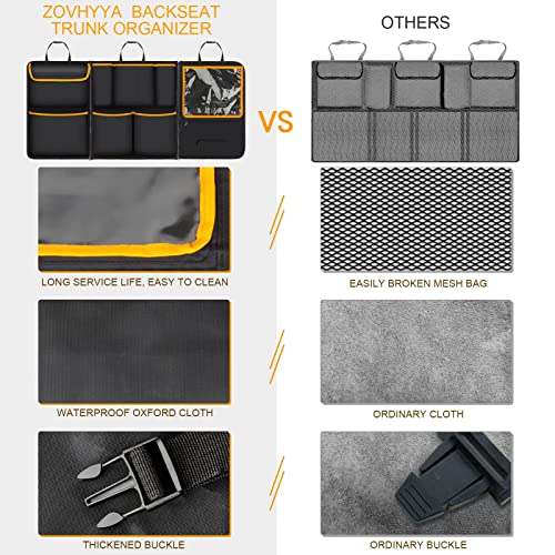 3 en 1 Organizador Maletero Coche 9 Bolsillos Desmontable Bolsa Maletero Colgar Bolsa de Almacenamiento de Asiento Trasero Resistente al Agua Duradera con 3 Correas de Ajuste para SUV y Otro Vehículo