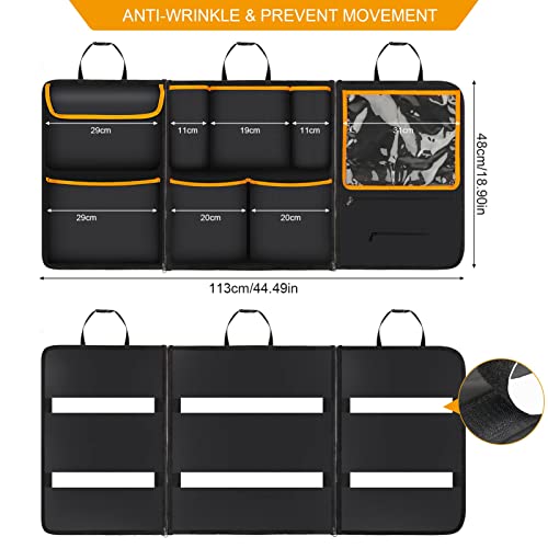 3 en 1 Organizador Maletero Coche 9 Bolsillos Desmontable Bolsa Maletero Colgar Bolsa de Almacenamiento de Asiento Trasero Resistente al Agua Duradera con 3 Correas de Ajuste para SUV y Otro Vehículo