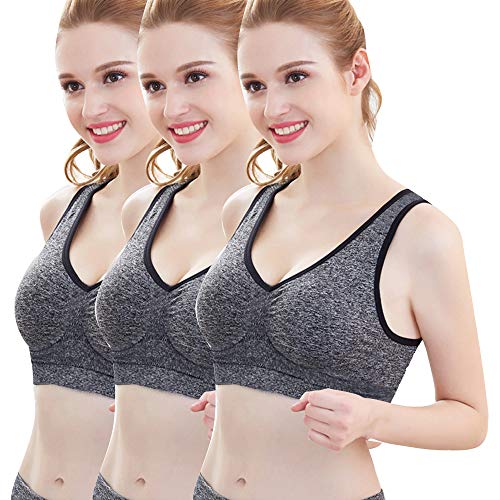 3 Piezas Sujetador Deportivo para Mujeres Sin Costuras Yoga Racerback Top con Almohadillas Extraíbles Ultimate Corriendo Gimnasio Ropa