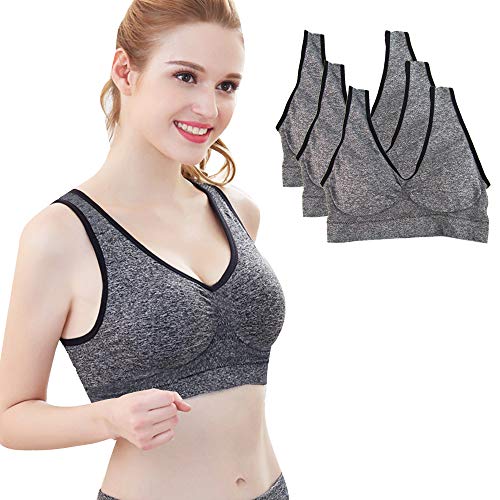 3 Piezas Sujetador Deportivo para Mujeres Sin Costuras Yoga Racerback Top con Almohadillas Extraíbles Ultimate Corriendo Gimnasio Ropa