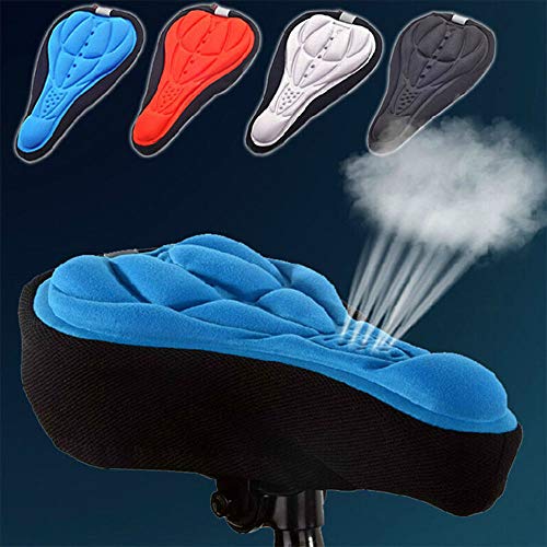 3D Bike Saddle Cover Gel Soft Seat Covers for Mountain Bicycle Indoor Spinning Blue 1 unids