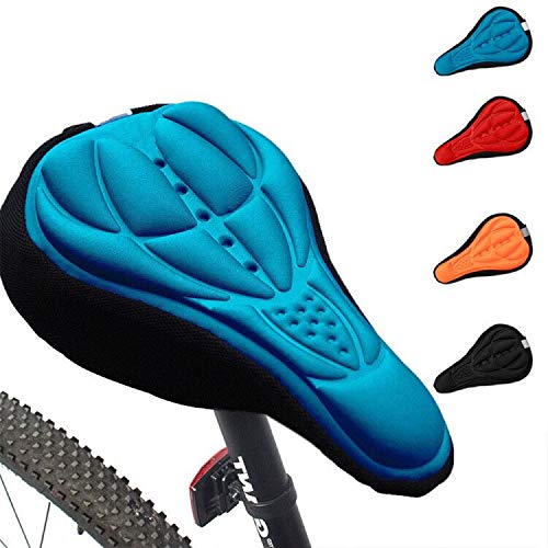 3D Bike Saddle Cover Gel Soft Seat Covers for Mountain Bicycle Indoor Spinning Blue 1 unids