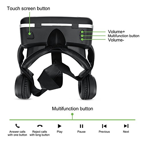 3D VR Gafas de Realidad Virtual, Gafas vr para Juegos Visión Panorámico 3D Juego Immersivo para iPh X/7/6s 6/plus, Galaxy s8/ s7con pantalla de 4,7 a 6,0 pulgadas
