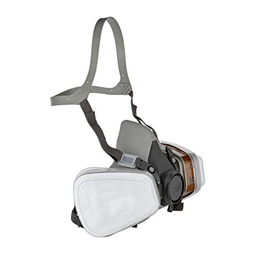 3M 6002 C1 Semimáscara respiradora reutilizable para pintura con doble filtro, Protección respiratoria, Peso facial 82 gr, Gris