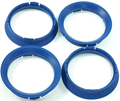 4 anillos centradores 63 3-57 1 azul 63,3 mm a 57,1 mm compatibles con VW, Seat, Skoda, Audi.