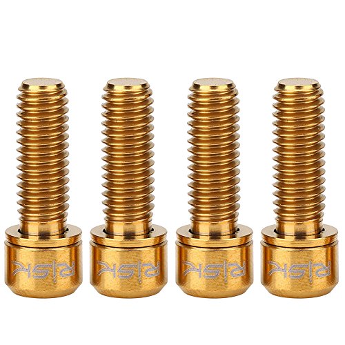 4 Pcs M6x18mm Perno de Freno de Disco de Bicicleta de Aleación de Titanio Tornillo de Abrazadera de Freno de Disco de Bicicleta de Montaña Fijo con Junta(M6x18mm-dorado)