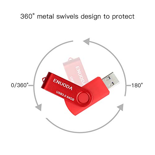 4 Piezas 64GB USB 3.0 ENUODA Pendrive Pivote Memorias Giratoria Plegable Diseño de Cierre (4 Colores Mezclados: Azul Negro Rojo Violeta)