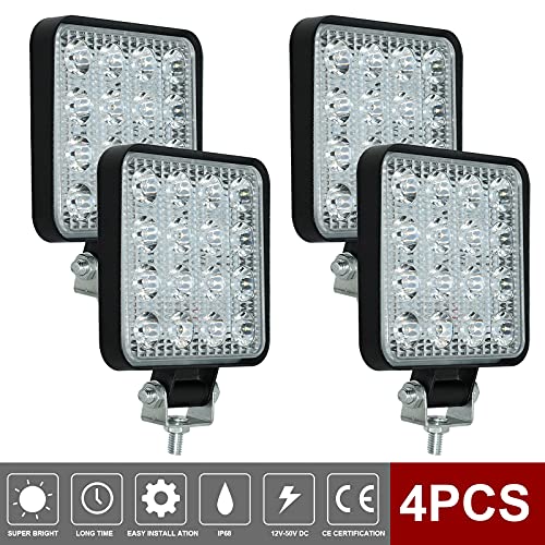 4PCS Focos Led 12v Tractor, 48W Faros Led Largo Alcance Trabajo 4x4 Para Tractor Agricola, Remolque, Furgoneta, Caravana, Barco