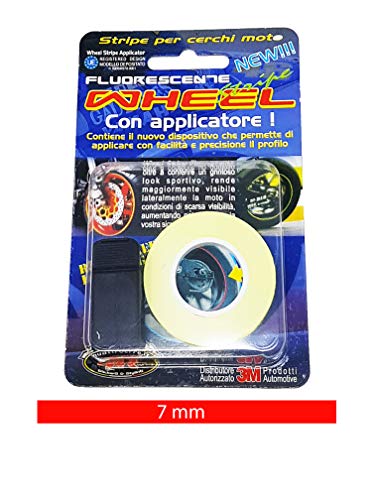 4R Quattroerre.it 10292 Wheel Stripes Franjas Fluorescentes para Llantas de Moto con Aplicador, Naranja Fluorescentes, 7 mm x 6 mt