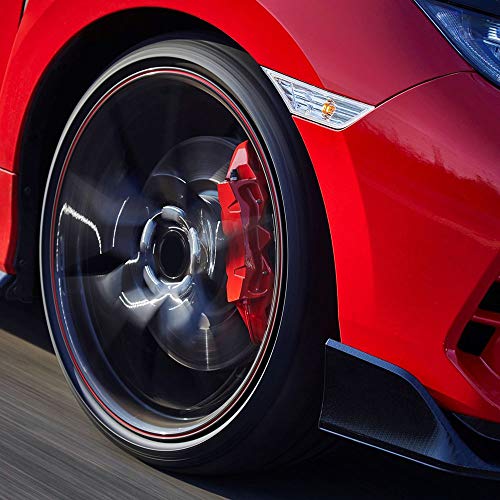 4R Quattroerre.it 10352 Wheel Trim Tiras Adhesivas Reflectantes con Aplicador para Llantas de Coche, Rojo, 5 mm x 6 MT