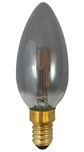 4x Bombilla de filamento LED greenandco® Vintage gris plata E14 C35 2W (corresponde a 8W) 70lm 2200K (blanco cálido) 360° 230V vidrio, no regulable