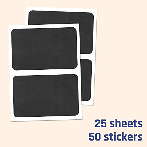 50 Piezas - Etiquetas para Frascos Pegatinas Negras, Borrable - 150 x 100 mm