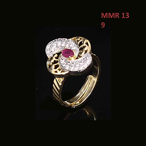 55Carat Anillos de moda intrincadamente chapados en oro de 18 quilates, adornados con piedras semipreciosas y circonita cúbica, hechos a mano de aspecto real, joyería para mujeres y niñas