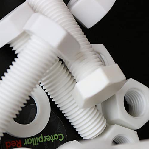 5x Tornillo de cabeza Hexagonal Polipropileno Blancos (PP), Pernos Tornillos y Tuercas de Plástico, M16 x 65mm, arandelas