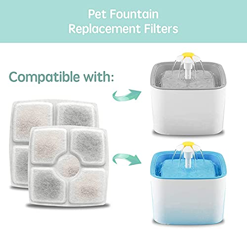 8 Piezas Filtros Fuente Gatos, Filtros de Fuente de Agua para Gatos Repuesto de Filtros Agua Gato para Fuentes de Agua Gato/Perro para Fuentes de Flores con Resina y Carbón Activo, Cuadrado