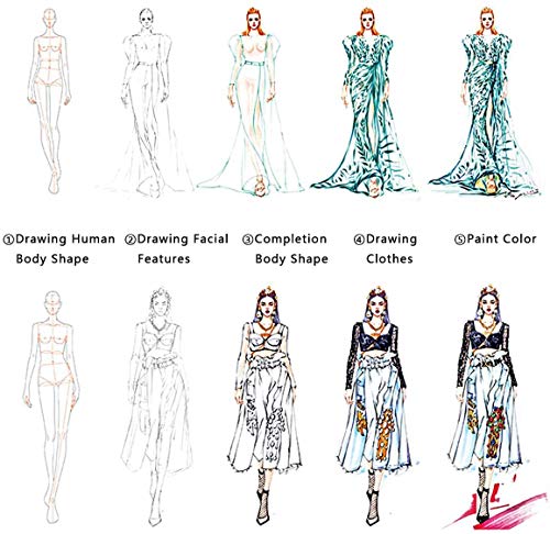 8PCS Reglas de ilustración de moda, Juego de reglas de plantilla de dibujo de moda Diseño de patrones humanoides de costura