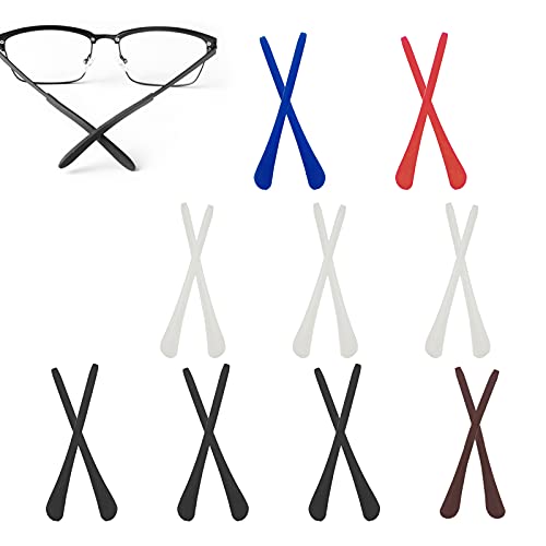 9 pares de fundas de silicona antideslizantes para gafas de sol, color negro y blanco, suave, antideslizante, reparación, accesorios de repuesto para gafas de sol delgadas