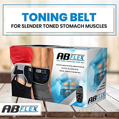 ABFLEX Electroestimulador Muscular tonificar la Zona Abdominal, Mando a Distancia para un Ajuste rápido y Sencillo, 99 Niveles de Intensidad y 10 Ejercicios para Conseguir Resultados rápidos