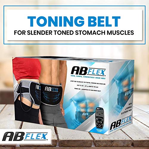 ABFLEX Electroestimulador Muscular tonificar la Zona Abdominal, Mando a Distancia para un Ajuste rápido y Sencillo, 99 Niveles de Intensidad y 10 Ejercicios para Conseguir Resultados rápidos