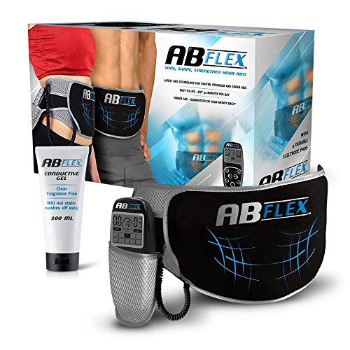 ABFLEX Electroestimulador Muscular tonificar la Zona Abdominal, Mando a Distancia para un Ajuste rápido y Sencillo, 99 Niveles de Intensidad y 10 Ejercicios para Conseguir Resultados rápidos
