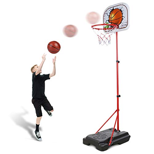 Abree Canasta Baloncesto Infantil Ajustable 170CM Canastas de Baloncesto Exterior con Soporte para Ejercicio de Niños