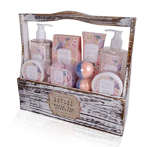 Accentra Secret Garden - Set De Regalo De Baño Y Ducha Con Té Blanco Y Aroma De Albaricoque (8 Piezas), White