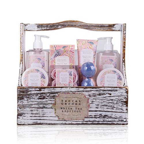 Accentra Secret Garden - Set De Regalo De Baño Y Ducha Con Té Blanco Y Aroma De Albaricoque (8 Piezas), White