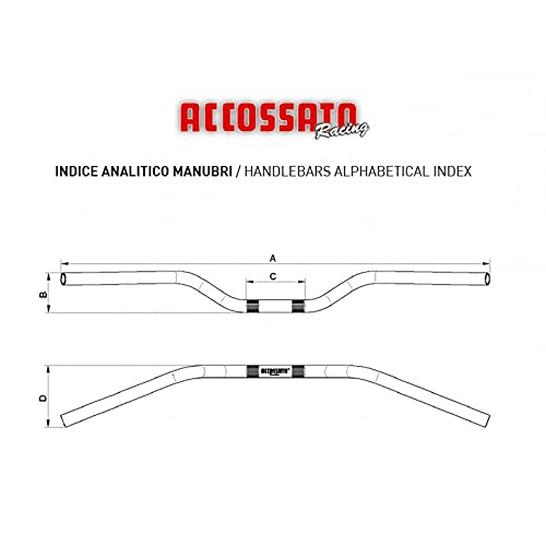 Accossato Street Racing - Manillar de aluminio de 22 mm de diámetro, para motos Ducati, Honda, Kawasaki, Suzuki, Triumph, Yamaha. Cód. HB174 Negro
