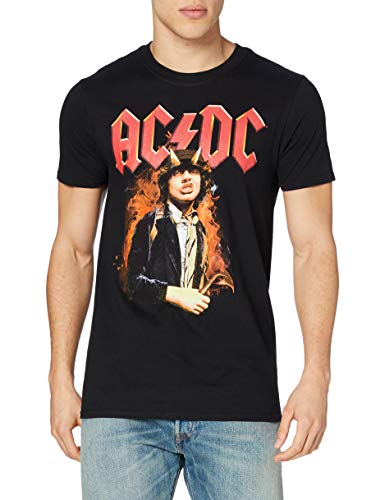 AC/DC Fire and Horns Camiseta, Negro, XXL para Hombre