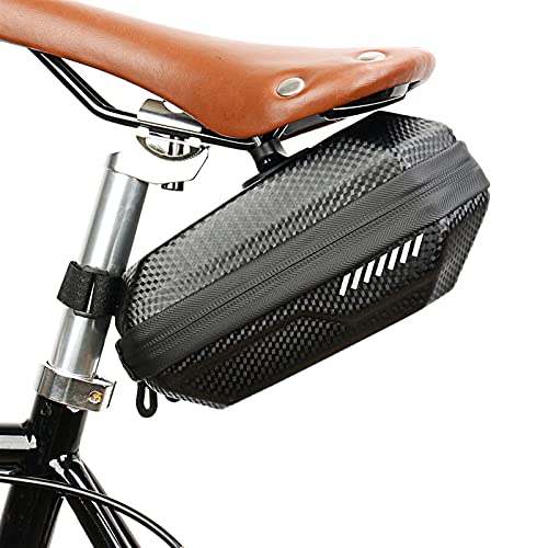 ACEACE MTB Mountain Bike Saddle Trasero Pannier Hard Shell Bag Bicicleta Bolsa de Cola de Carbono Caso Impermeable Equipo de Ciclismo (Color : Black)