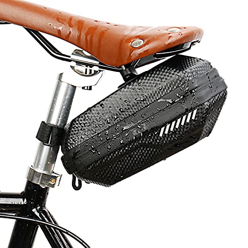 ACEACE MTB Mountain Bike Saddle Trasero Pannier Hard Shell Bag Bicicleta Bolsa de Cola de Carbono Caso Impermeable Equipo de Ciclismo (Color : Black)