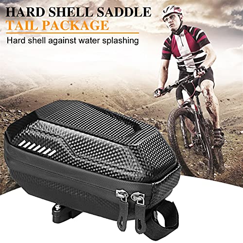 ACEACE MTB Mountain Bike Saddle Trasero Pannier Hard Shell Bag Bicicleta Bolsa de Cola de Carbono Caso Impermeable Equipo de Ciclismo (Color : Black)