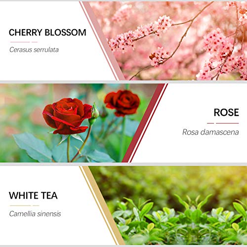 Aceites Esenciales,ESSLUX Flores Aceites Esenciales para Humidificador Difusor Naturales Puro, Rosa, Ylang ylang, Jazmín, Gardenia, Cerezo, Té Blanc,6x10 ml