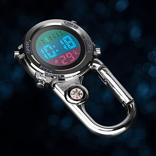 Aceshop Reloj con Mosquetón Reloj Digital con Clip de Cuarzo Mosquetón Multifuncional Reloj Fob Reloj con Mosquetón de Cara Luminosa con Brújula para Médicos Paramédicos Chefs Deporte Unisex