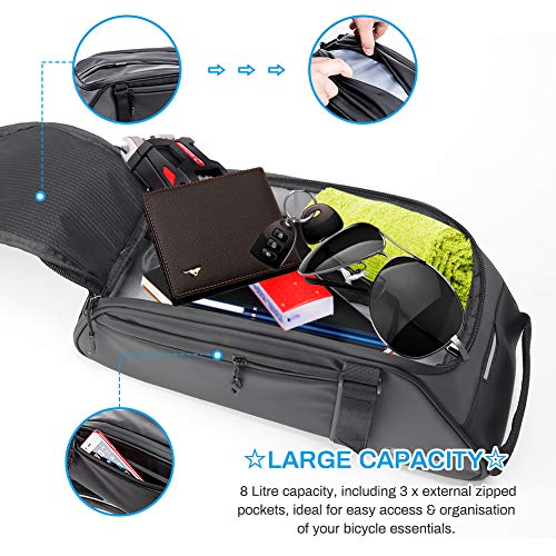 Achort Bolsa Trasera para Bicicleta Impermeable Multifuncional Alforja Trasera Bicicleta Bolsa de Hombro para Ciclismo al Aire Libre