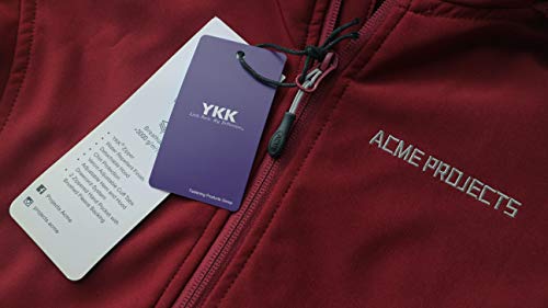 Acme Projects, mujeres, Chaqueta softshell con forro polar con capucha desmontable, impermeable, transpirable, 8000 mm / 5000 g, cremallera YKK (Burdeos, para mujer, 44)