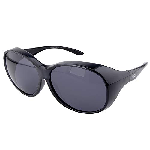 ActiveSol Gafas superpuestas Mega para señora | Gafas de Sol polarizadas para Poner Encima de Las Gafas | UV400 | para Coche y Bicicleta | Gafas sobre Gafas | Gafas polarizadas| 32 g (Negro)