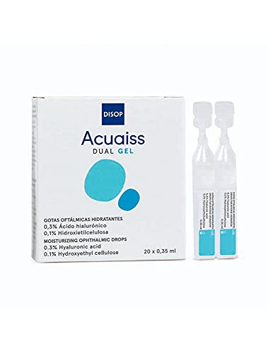 Acuaiss Dual Gel - Lágrima Artificial de Gel con Ácido Hialurónico contra la Sequedad Ocular Moderada y Severa. Sin Conservantes. Monodosis 20 x 0,35 ml