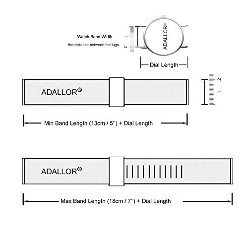 Adallor® Correa Reloj Acero Inoxidable 14mm 16mm 18mm 20mm 22mm 24mm, Correas Metálicas Intercambiables de Reloj y Smartwatch con Cierre Rapido Pasadores