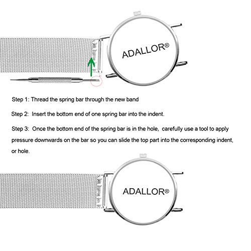 Adallor® Correa Reloj Acero Inoxidable 14mm 16mm 18mm 20mm 22mm 24mm, Correas Metálicas Intercambiables de Reloj y Smartwatch con Cierre Rapido Pasadores