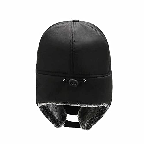 Adantico Gorra de Aviador para Hombre Sombrero de Invierno 2 en 1 y Orejeras con máscara Extraíble (Negro)