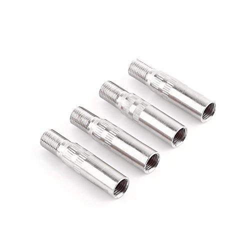 Adaptador de extensión de tapa de válvula de 4 piezas, tapas de válvula de rueda automotriz de metal Keenso Extensiones de vástago Extensor Car Truck Van Caravan, plata