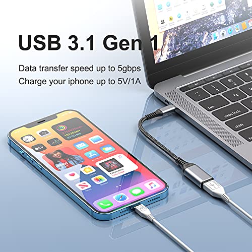 Adaptador USB C a USB 3.1,[2 Piezas] Cable OTG Puerto USB C Macho a Puerto USB A Hembra Host Cable para Huawei, Honor, Moto, Samsung, Oneplus, Sony, Xiaomi Redmi, Pocophone etc.