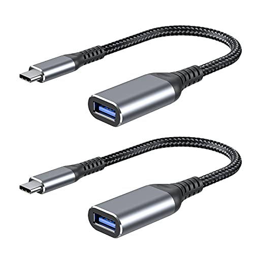 Adaptador USB C a USB 3.1,[2 Piezas] Cable OTG USB Tipo C Macho a USB Hembra Adapter para MacBook Pro, Xiaomi Note 7/Mi 9T, Galaxy S10/S9, Huawei P10/P9/Mate 10, y Más Dispositivos con USB C