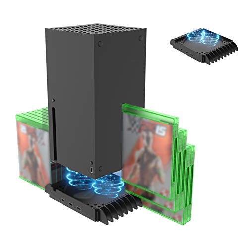 adgbd Refrigeración para Xbox SeriesX，Host Multifunción Base De Enfriamiento + Estante De Almacenamiento De Discos De Juegos，Rack De Almacenamiento De Disco Hub，componente del Juego.