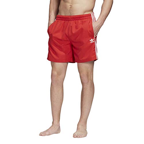 adidas Originals 3 Stripe Swims Pantalones Cortos, Lush Red, S para Hombre