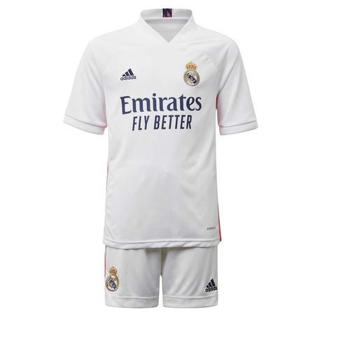 Adidas Real Madrid Temporada 2020/21 Equipación Completa Oficial, Niños, Blanco, 110 cm (4-5 años)