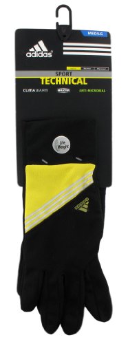 adidas Sprint - Guante de Correr, Hombre, Color Negro/Rave Amarillo, tamaño S/M