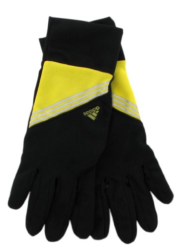 adidas Sprint - Guante de Correr, Hombre, Color Negro/Rave Amarillo, tamaño S/M