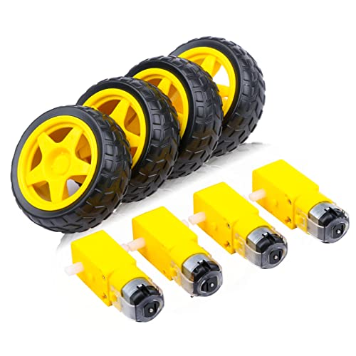 Adore store Kit de Ruedas de Motor DC Piezas de neumáticos de Motor TT eléctrico para Robot Smart Car Modelo Electrónico Producto DIY 4PCS, TT Motor